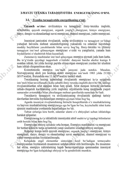 texnika taraqqiyotida energetikaning o‘rni — PDF