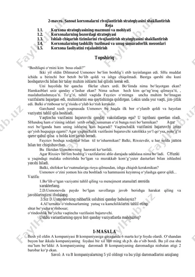 sanoat korxonalarni rivojlantirish strategiyasini shakllantirish — PDF