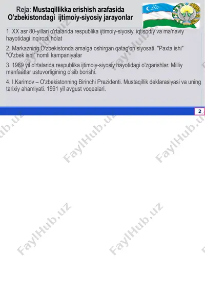 xx asr 80-yillari o'rtalarida o'zbekistonda ijtimoiy-siyosiy jarayonlar — PDF