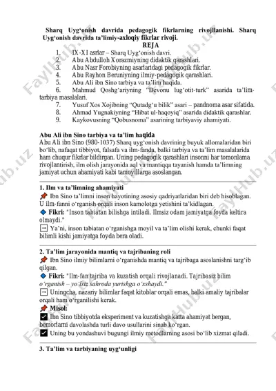 abu ali ibn sino tarbiya va ta’lim haqida — PDF