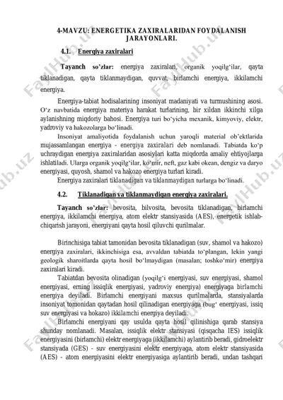 energetika zaxiralaridan foydalanish jarayonlari — PDF