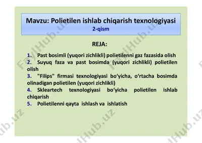 polietilen ishlab chiqarish texnologiyasi — PDF