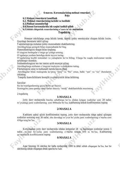 mehnat resurslari — PDF