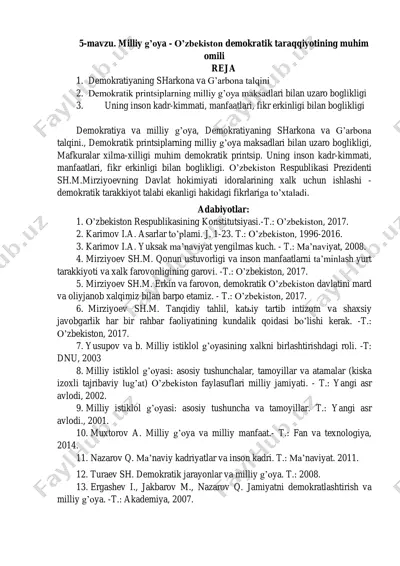 demokratiya va milliy g'oya — PDF