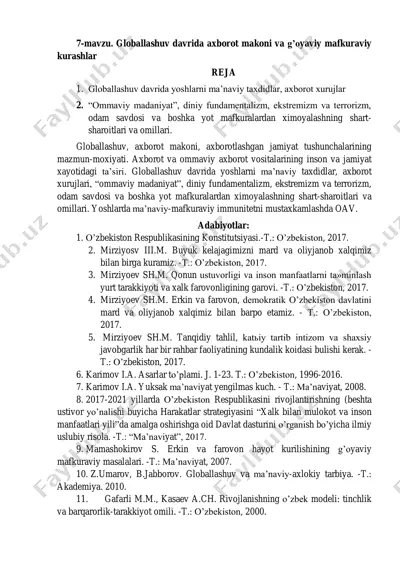globallashuv davrida axborot makoni va g’oyaviy mafkuraviy kurashlar — PDF
