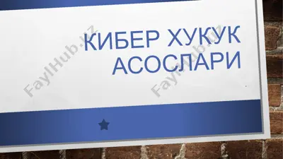 кибер ҳуқуқ асослари — PPTX