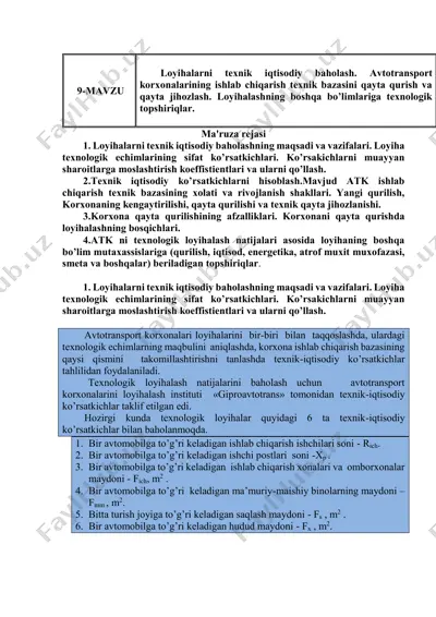 avtotransport korxonalarining ishlab chiqarish texnik bazasini qayta qurish — PDF