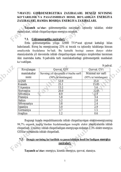 gidroenergetika zaxiralari — PDF