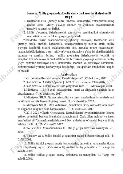 milliy g’oyaga daxldorlik xissi - barkaror tarakkiyot omili — PDF
