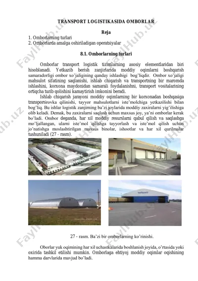 transport logistikasida omborlar — PDF