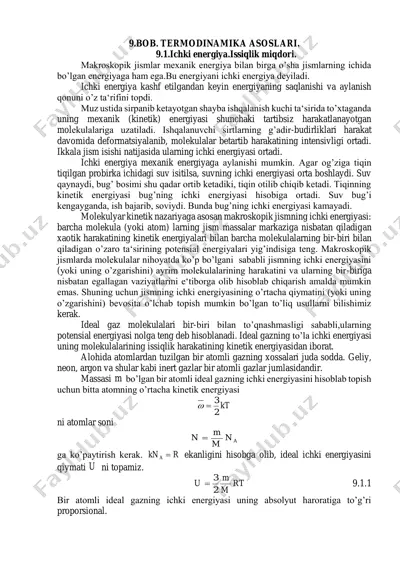 termodinamika asoslari — PDF