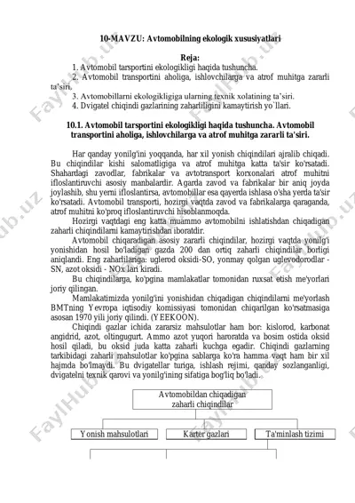 avtomobilning ekologik xususiyatlari — PDF
