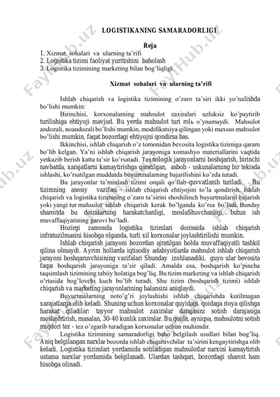 logistikaning samaradorligi — PDF