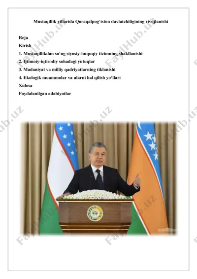 qoraqalpog‘iston respublikasi mustaqillik bosqichi — DOCX