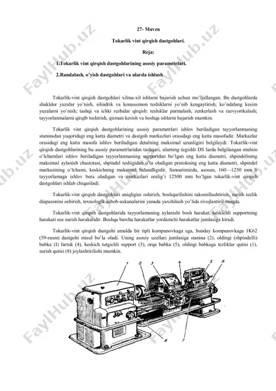 tokarlik vint qirqish dastgohlari — PDF