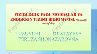 fiziologik faol moddalar va endokrin tizimi biokimyosi — PDF