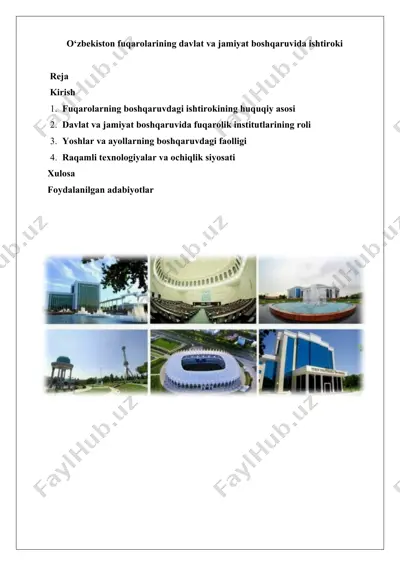 fuqarolarning davlat va jamiyat boshqaruvida ishtiroki — DOCX