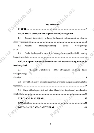 davlat boshqaruvida raqamli texnologiyalarning oʻrni — DOCX