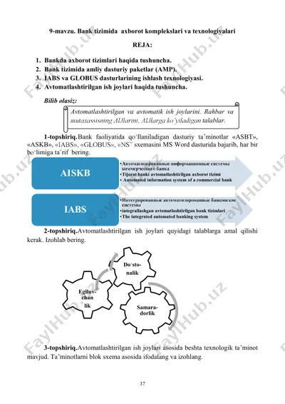 bank tizimida axborot komplekslari va texnologiyalari — PDF
