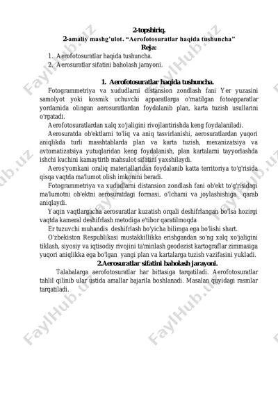 aerofotosuratlar haqida tushuncha — PDF