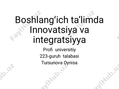 boshlang‘ich taʼlimda innovatsiya va integratsiyya — PDF