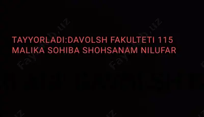 tayyorladi:davolsh fakulteti 115 malika sohiba shohsanam nilufar — PDF