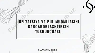 inflyatsiya va pul muomilasini barqarorlashtirish tushunchasi. — PDF