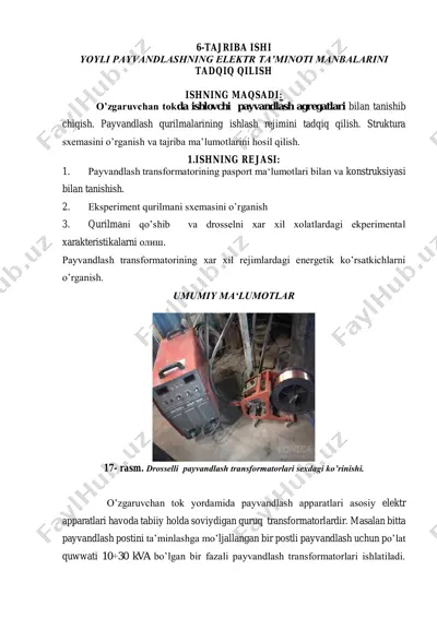 payvandlash transformatorlari — PDF
