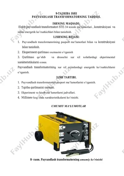 elektr payvandlash transformatori ste-34 — PDF