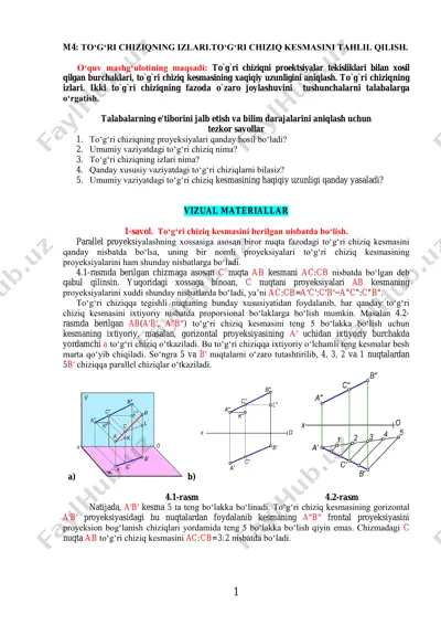 to'g'ri chiziqning izlari. to'g'ri chiziq kesmasini tahlil qilish. — PDF