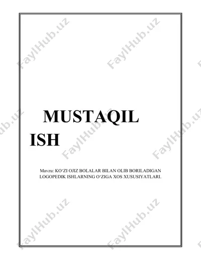 logopedik ishlarning nazariy asoslari ko‘zi ojiz bolalar uchun — DOCX