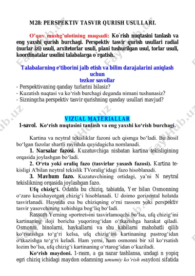 perspektiv tasvir qurish usullari — PDF
