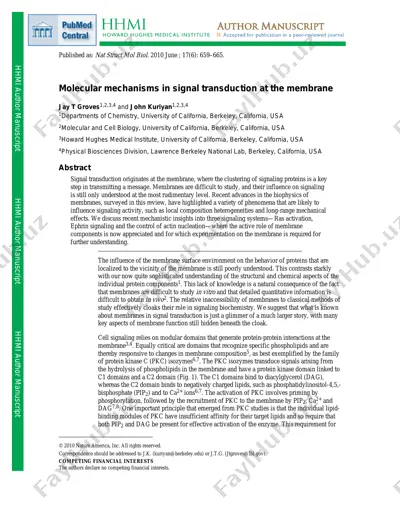 molecular mechanisms in signal transduction at the membrane — PDF