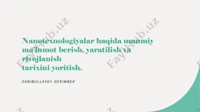 nanotexnologiyalar haqida umumiy ma’lumot — PDF