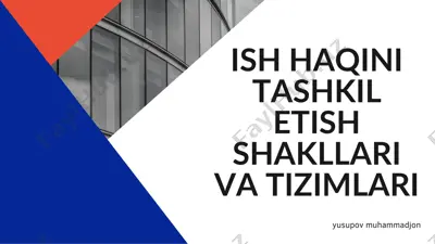 ish haqini tashkil etish shakllari va tizimlari — PDF