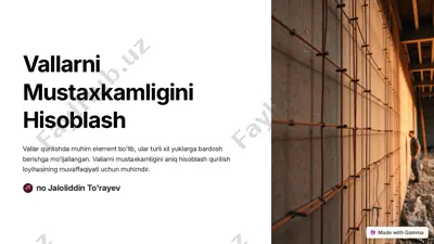 vallarni mustaxkamligini hisoblash — PDF