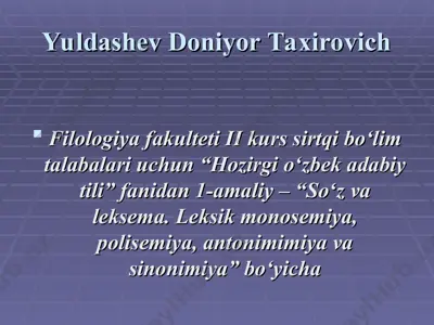 "hozirgi o‘zbek adabiy tili" amaliy — PPT