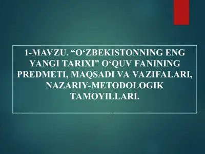 o‘zbekistonning eng yangi tarixi — PPT