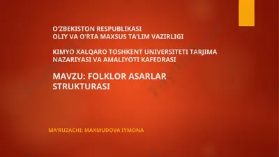 folklor asarlar strukturasi — PPT