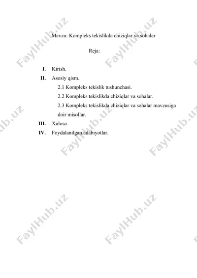 kompleks tekislikda chiziqlar va sohalar — DOCX