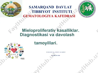 mieloproliferativ kasalliklar. diagnostikasi va davolash tamoyillari. — PPT