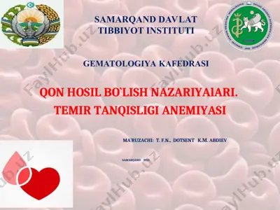 qon hosil bo`lish nazariyalari. temir tanqisligi anemiyasi — PPT