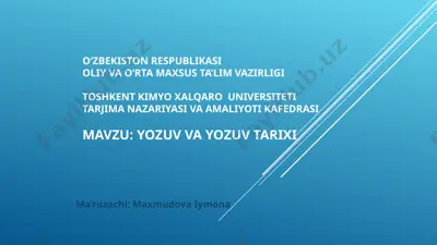 yozuv va yozuv tarixi — PPT