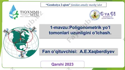 poligonometrik yo’l tomonlari uzunligini o’lchash — PPTX