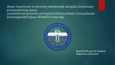 shaxsmuammo sifatida fanining metodologik darajalari — PPTX