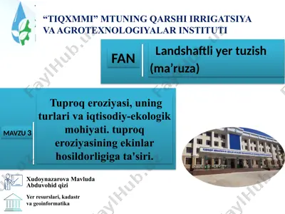 toshkent irrigatsiya va qishloq xo'aligini mexanizatsiyalash muhandislari institut — PPTX