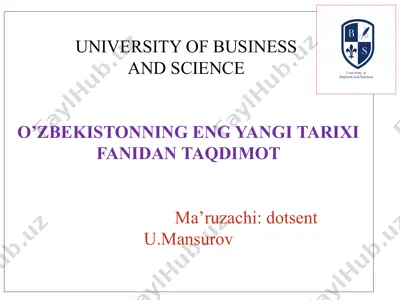 o‘zbekistonning eng yangi tarixi — PPTX