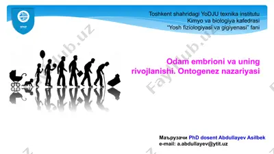 odam embrionining rivojlanishi. ontogenez nazariyasi — PPTX