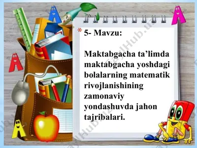 bolalarning matematik rivojlanishining zamonaviy dashuvlari — PPTX
