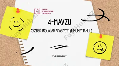 o‘zbek bolalar adabiyoti (umumiy tahlil) — PPTX